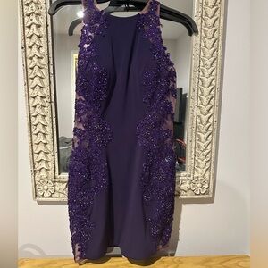Jovani Purple Sequin Short Dress